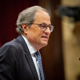 Quim Torra, durant el debat de política general. EUROPA PRESS / DAVID ZORRAKINO