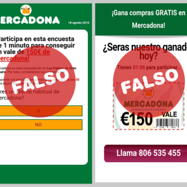 Foto facilitada por Mercadona en su página de Facebook donde explican por qué estos concursos son falsos. MERCADONA