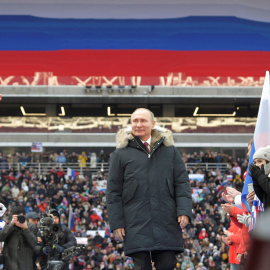 Vladimir Putin, a su llegada a un acto de campaña electoral en el estadio moscovita de Luzhniki. REUTERS/Sputnik/Alexei Druzhinin