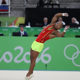 Ray Zapata, durante su ejercicio de gimnasia en los Juegos. EFE/SEBASTIÃO MOREIRA