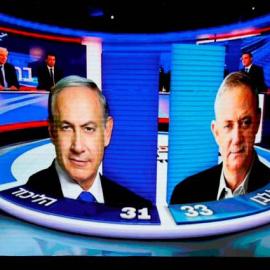 Netanyahu y Gantz en un debate electoral. / REUTERS