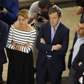 Carlos Floriano, la secretaria general del PP, Maria Dolores de Cospedal; el portavoz parlamentario de Grupo Popular, Rafael Hernando; el vicesecretario general, Fernando Martinez Maillo, José Antonio Bermúdez, escuchan la comparecencia del