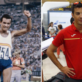Jordi Llopar tras ganar la plata en Moscú 1980 y Miguel Ángel López esperando al avión rumbo a Río.