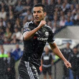El canario Pedro Rodríguez celebra su primer gol con el Chelsea, en su debut en Londres con el equipo de Jose Mourinho. EFE/EPA/WILL OLIVER