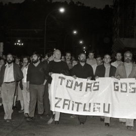 Manifestación tras el asesinato de Tomás Alba en septiembre de 1979. EUSKAL MEMORIA