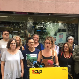 Mireia Vehí, de la CUP, en rueda de prensa. TWITTER.