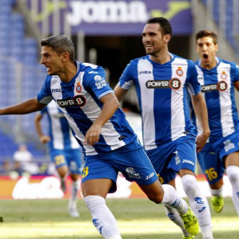 Los jugadores del Espanyol celebran el gol ante el Getafe el pasado fin de semana. EFE/Marta Pérez