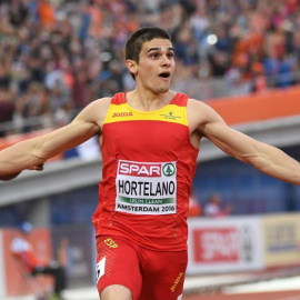 Bruno Hortelano, en la carrera en la que quedó campeón de Europa de 200 metros.