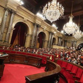 El plen d'investidura al Parlament, durant la intervenció del candidat, Jordi Turull. REUTERS / Albert Gea.