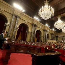 Jordi Turull, durante su última intervención en el pleno de investidura en el Parlament. - EFE