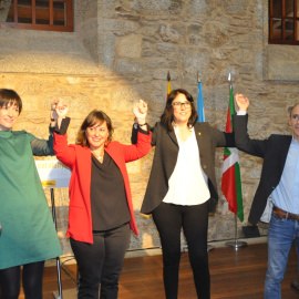 BNG, Bildu y ERC presentan su coalición para las europeas con una llamada a "frenar el fascismo" y la "represión"