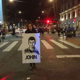 Manifestación en Bilbao en solidaridad con los ocho jóvenes acusados de terrorismo. / DANILO ALBIN