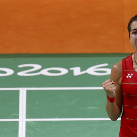 La epañola Carolina Marín celebra su pase a la final olímpica de bádminton. /REUTERS