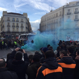 Concentración de taxistas en Sol./Europa Press