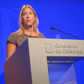 La vicepresidenta de la Generalitat Neus Munté, durante la rueda de prensa ofrecida en la mañana del martes. EP