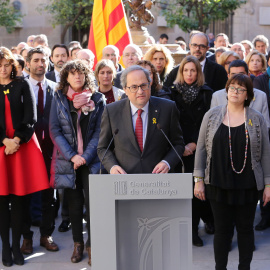 L'acte de suport de la Generalitat als presos, amb la presència de l'Associació Catalana pels Drets Civils. GENERALITAT / JORDI BEDMAR