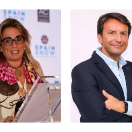 La ex directora general de Madrid Concepción Canoyra (izq) y el directivo de la UCJC José Luis Málaga. Redes sociales