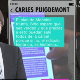 Uno de los mensajes que Puigdemont envió a Toni Comín desvelados por el programa de 'Ana Rosa'. /TELECINCO