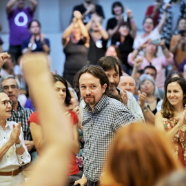 El candidato a la Presidencia del Gobierno por Unidas Podemos, Pablo Iglesias, durante el primer acto de precampaña / Daniel Gago - Podemos