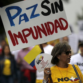 Una protesta campesina en Colombia pidiendo paz sin impunidad. REUTERS