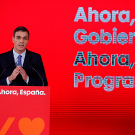 El secretario general del PSOE y presidente del Gobierno en funciones, Pedro Sánchez, durante la presentación del programa electoral de su partido para las elecciones del 10 de noviembre. EFE/Chema Moya