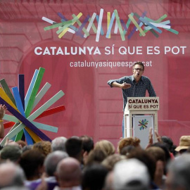 El secretario de Política de Podemos, Íñigo Errejón, durante su intervención hoy en un acto de la candidatura Catalunya Sí que es Pot, en Castelldefels. EFE/Marta Pérez