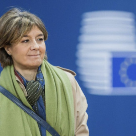 La entonces ministra de Agricultura, Alimentación y  Medio Ambiente, Isabel García Tejerina, a su llegada a una reunión en Bruselas. EFE/Stephanie Lecocq