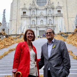 Fotografía de archivo de la alcaldesa de Girona, Marta Madrenas, y el president catalán, Quim Torra, en la catedral de Girona. /EFE