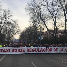 09/02/2019.- Taxistas vuelven a manifestarse para exigir una regulación de la VTC. EUROPA PRESS