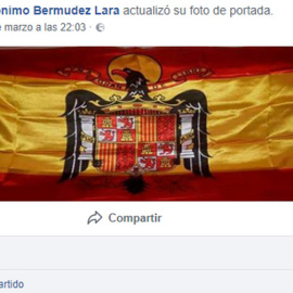 Foto con la bandera franquista que el alcalde de Tormos colgó en su perfil de Facebook en Jueves Santo.