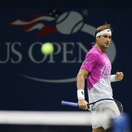 David Ferrer celebra un punto conseguido contra el italiano Fognini. /REUTERS