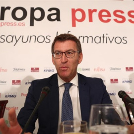 El presidente de la Xunta, Alberto Núñez Feijóo, en un desayuno informativo organizado por Europa Press. EUROPA PRESS