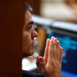 El presidente del Gobierno, Pedro Sánchez, durante el debate de las enmiendas a la totalidad del proyecto de Presupuestos Generales del Estado. / EFE- Chema Moya