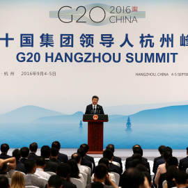 El presidente de China, Xi Jinping, dirigiéndose a los medios en la cumbre del G-20 en Hangzhou, China. REUTERS/Damir Sagolj