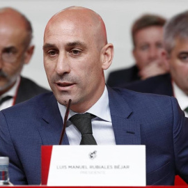 Luis Rubiales, presidente de la RFEF, en la Asamblea General de junio de 2019 en la Ciudad del Fútbol. - RFEF