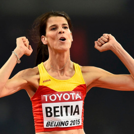 Beitia, durante el Mundial de atletismo. REUTERS/Dylan Martínez