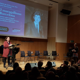 L'alcaldessa de Barcelona, Ada Colau, en l'acte 'El maragallisme i Barcelona', aquest dilluns a l'Ateneu Barcelonès.