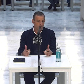 Sandro Rosell mientras declara ante  la Audiencia Nacional por un presunto delito de blanqueo de capitales. / EFE