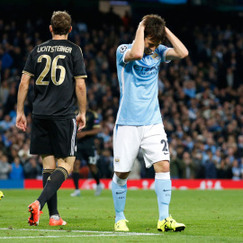 Silva se lamenta durante el partido del Manchester City ante la Juventus. Reuters / Carl Recine