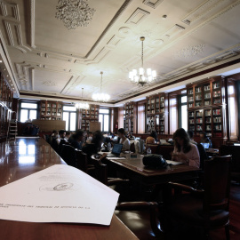 Sala del prensa del Tribunal Supremo, donde se ha dictado la sentencia del 'procés'. / EFE