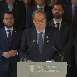 La compareixença del Govern on s'ha llegit la declaració institucional de rebuig a la sentència del Suprem.