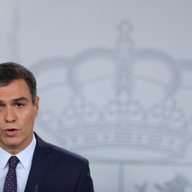 El presidente del Gobierno en funciones, Pedro Sánchez, durante su comparecencia en el Palacio de la Moncloa, para valorar la sentencia del 'procés'. REUTERS/Sergio Perez