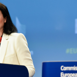 La comissària europea de Justícia Vĕra Jourová, en compareixença aquest dimecres a Brussel·les. Servei Audiovisual de la CE / Jennifer Jacquemart.