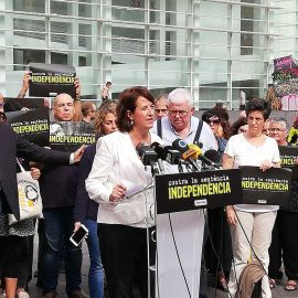 La roda de premsa de l'ANC de rebuig a la sentència. ÀNGEL FERRERO