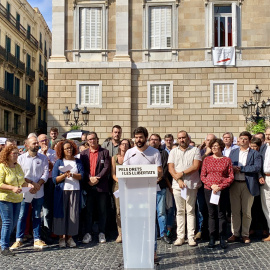 Gerard Esteve, president de la UFEC, llegint el manifest "Pels drets i les llibertats".