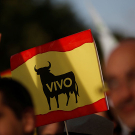 Una persona con una pancarta durante la manifestación convocada por PACMA. REUTERS/Susana Vera