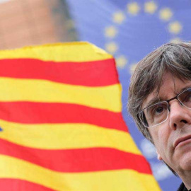 Carles Puigdemont en una protesta en Bruselas tras la sentencia del Supremo. (EFE)