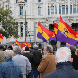 Varios manifestantes con banderas republicanas. / D. Narváez