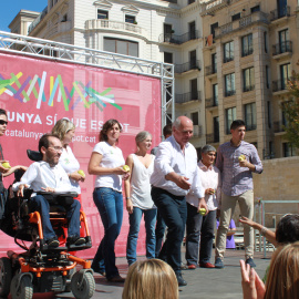 Mitín que Catalunya Sí Que es Pot (CSQP) ha celebrado este mediodía en Lleida./ MARC FONT
