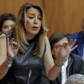 07/03/2019 | La secretaria general del PSOE-A, Susana Díaz, en el pleno del Parlamento de Andalucía en Sevilla. / EFE - Julio Muñoz